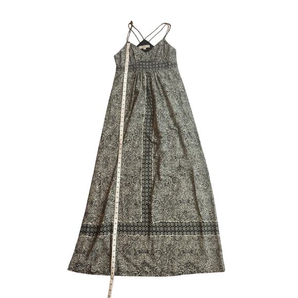 Ann Taylor Loft Maxi Dress Womens 0 Long Boho Bohemian Batik Cream Black Neutral - Picture 8 of 10